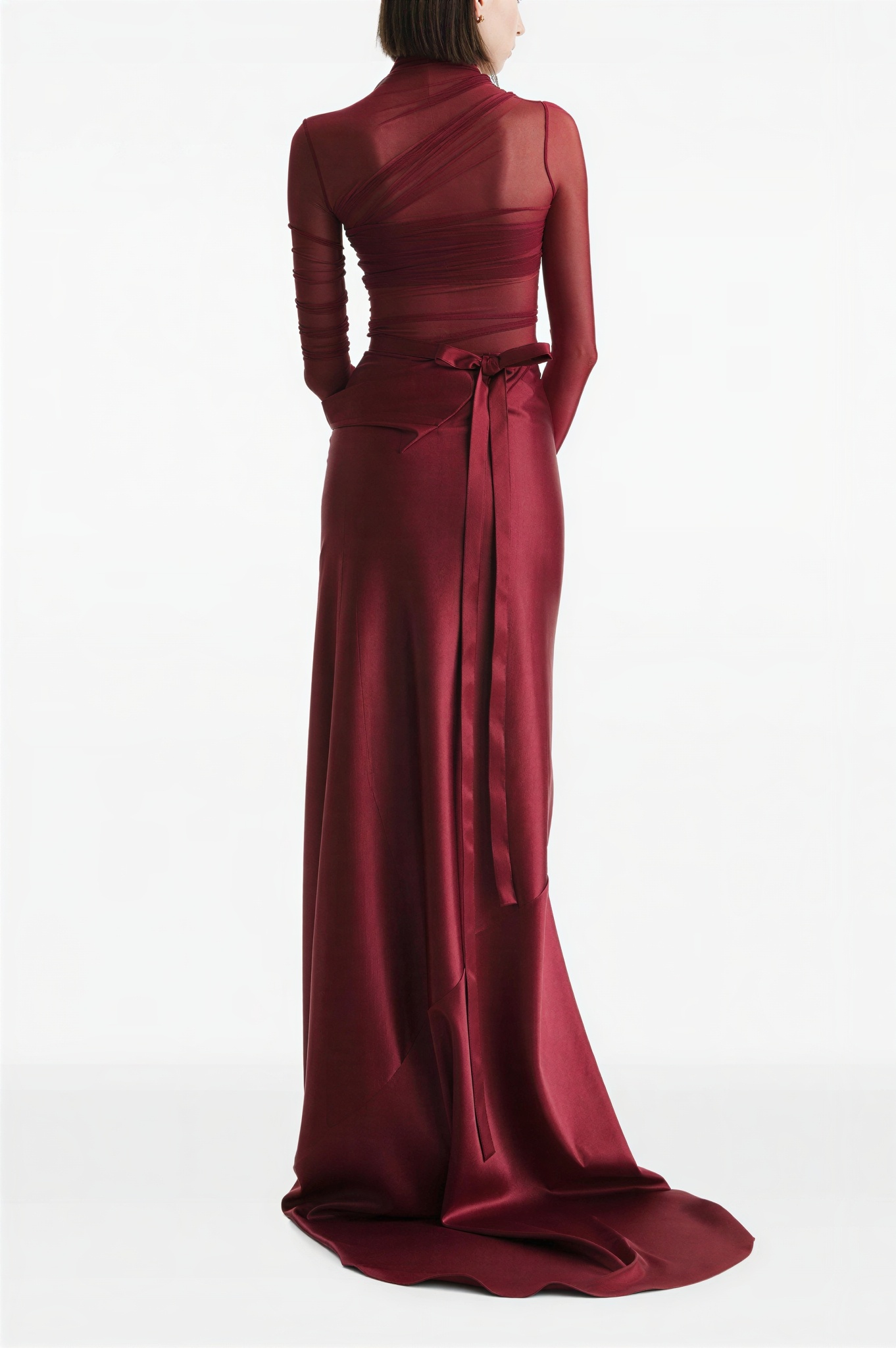Bow Detail High Neck Long Sleeve Maxi Dress