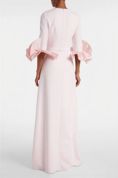 Ruffled Round Neck Maxi Dress With Belt