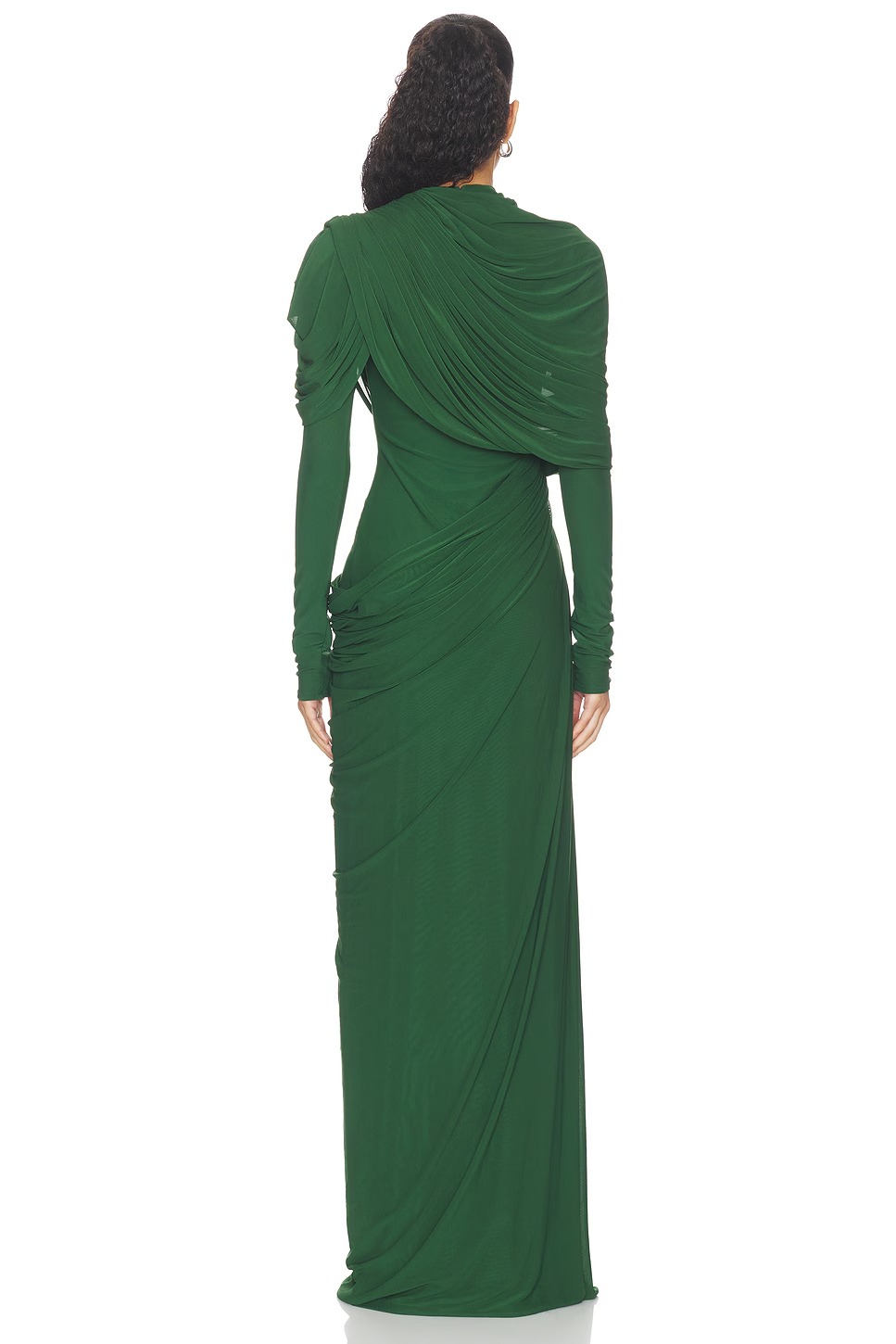 Gathering Asymmetrical Cape Maxi Dress