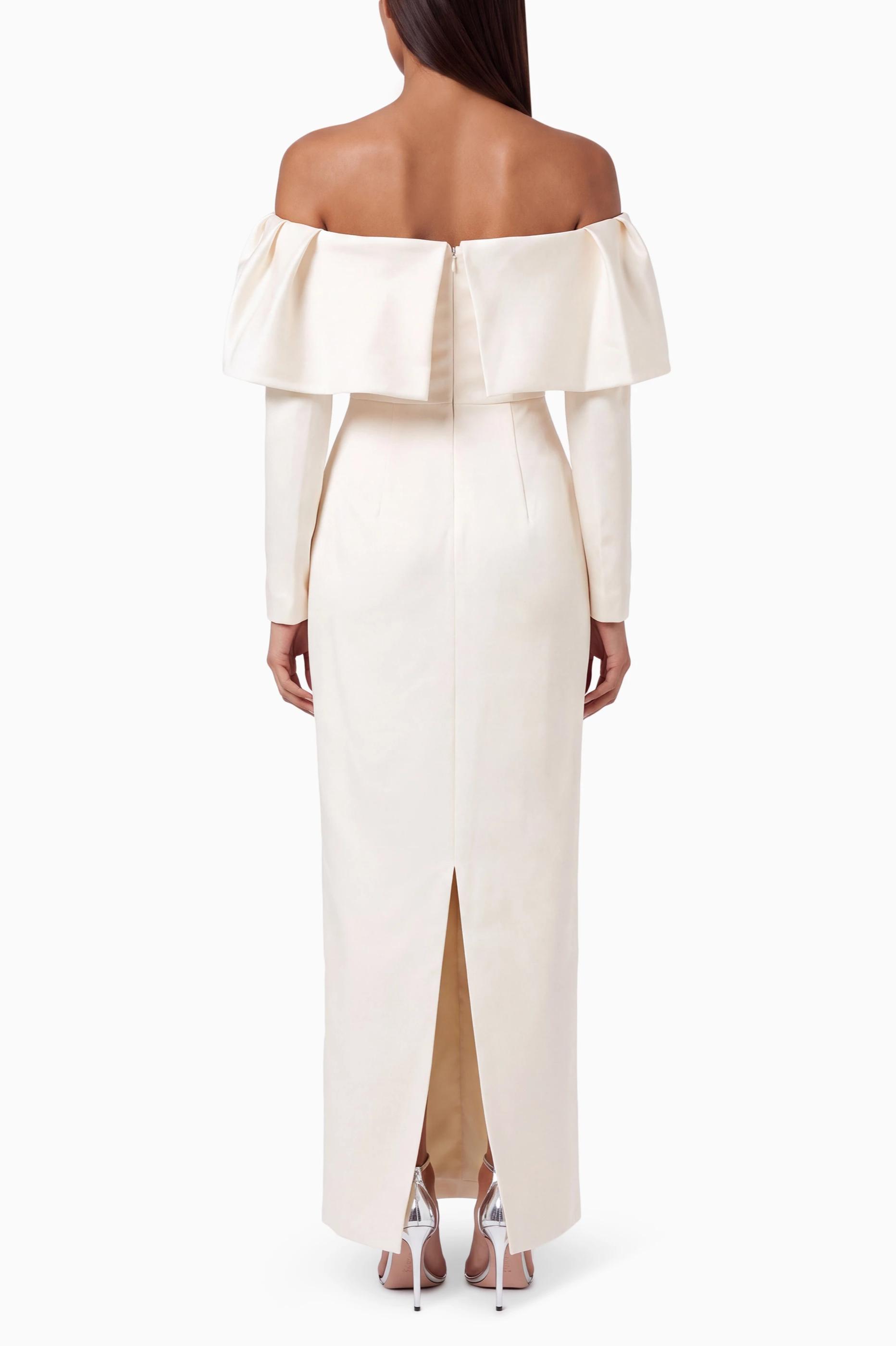 Off Shoulder Embroidered Midi Dress