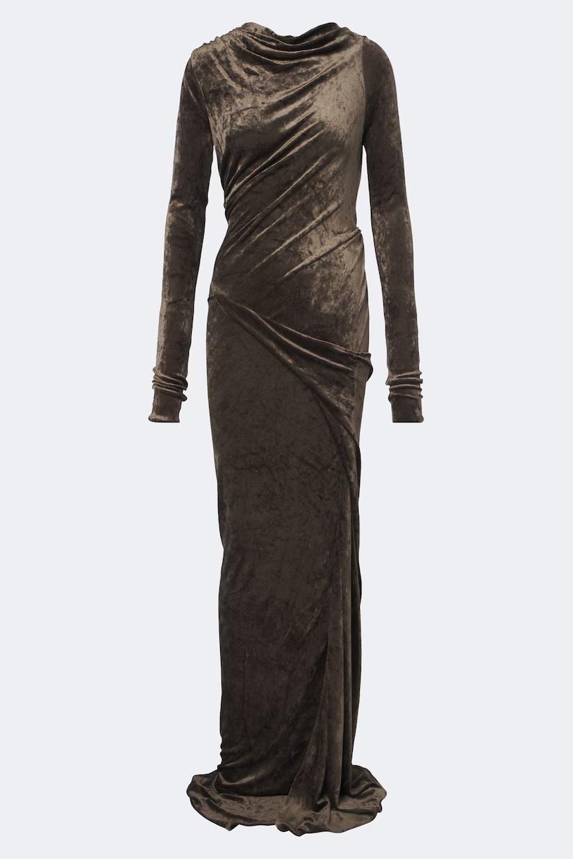 Velvet Backless Gathering Maxi Dress