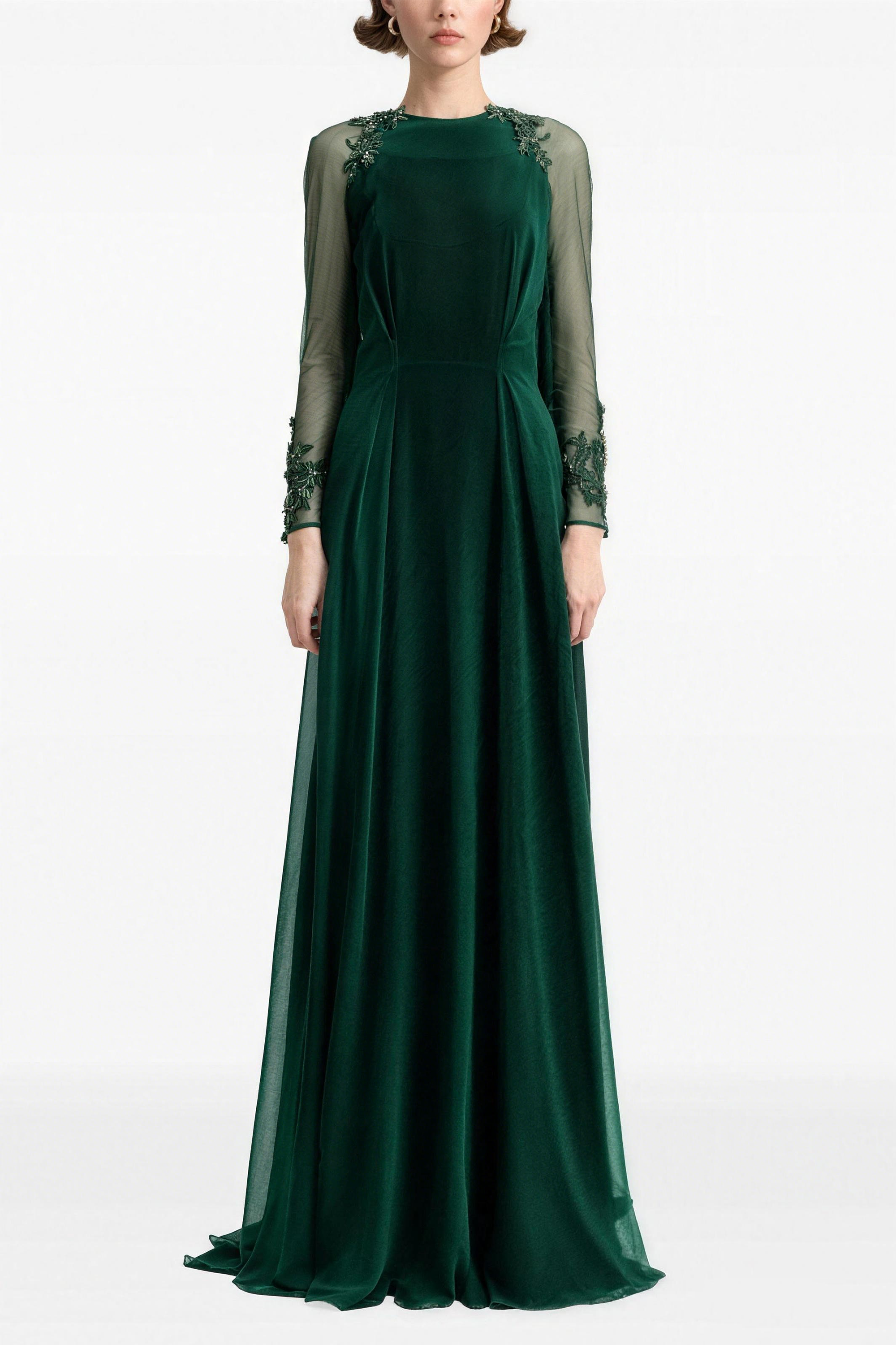 Beaded Embroidery Cape Maxi Dress