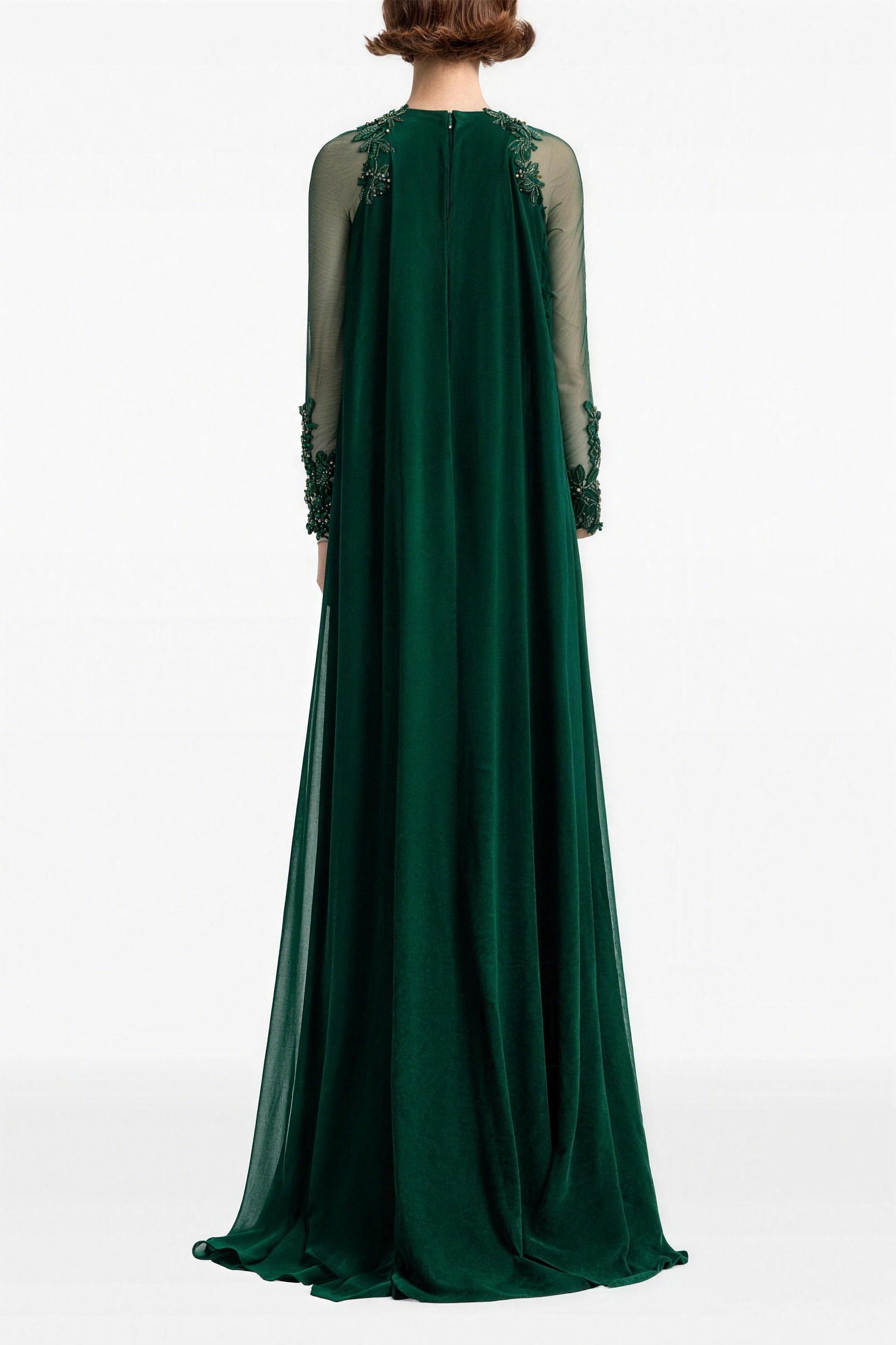 Beaded Embroidery Cape Maxi Dress