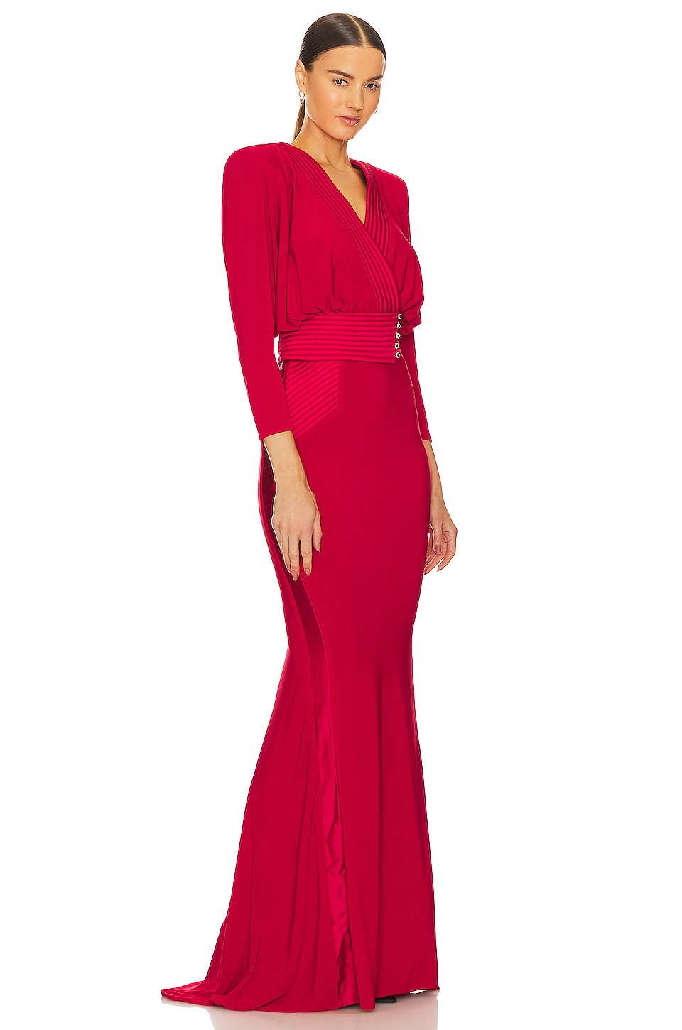 V-Neck Gathering Maxi Dress With Belt