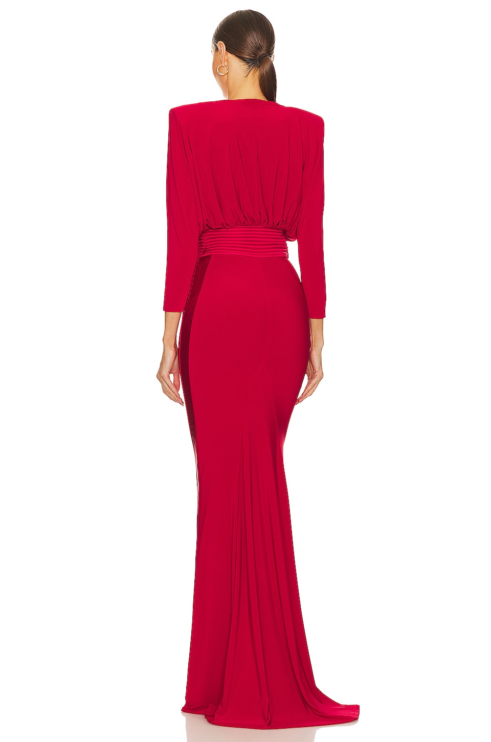 V-Neck Gathering Maxi Dress With Belt