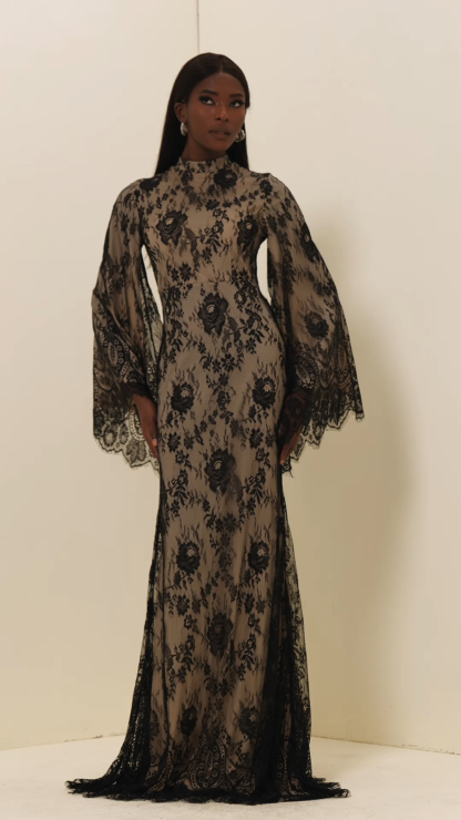 Lace Long Sleeve Maxi Dress
