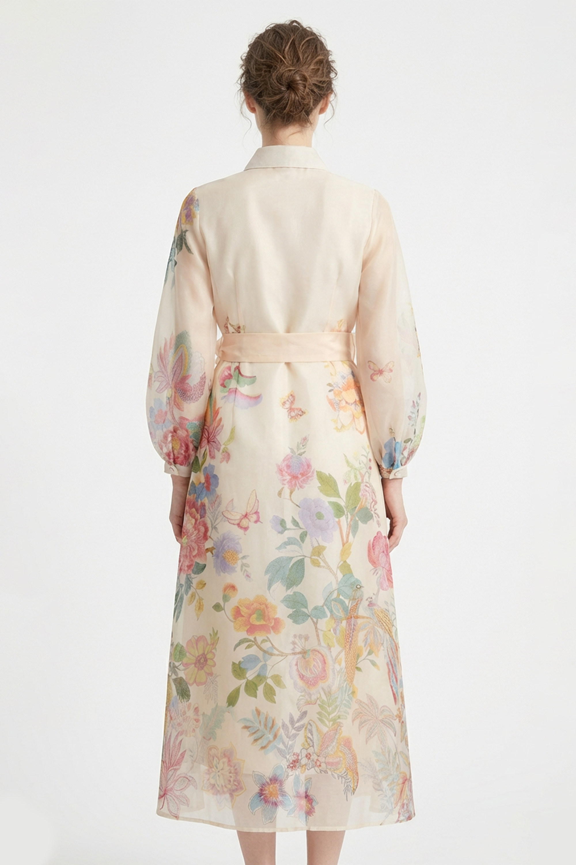 Floral Puff Sleeve Maxi Dress With Belt