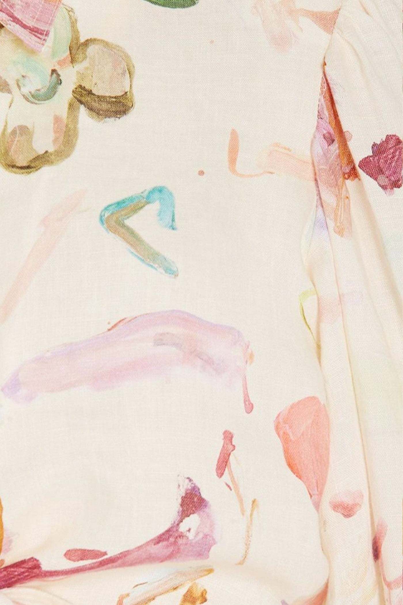 Abstract Print Shirt Collar Button Midi Dress