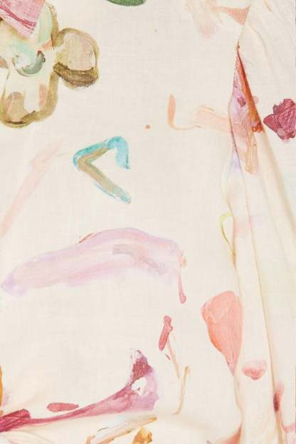 Abstract Print Shirt Collar Button Midi Dress