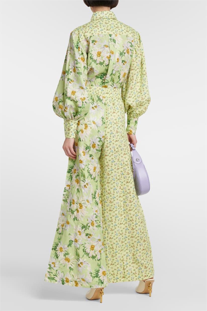 Floral Lantern Sleeve Shirt & Long Loose Pants Set