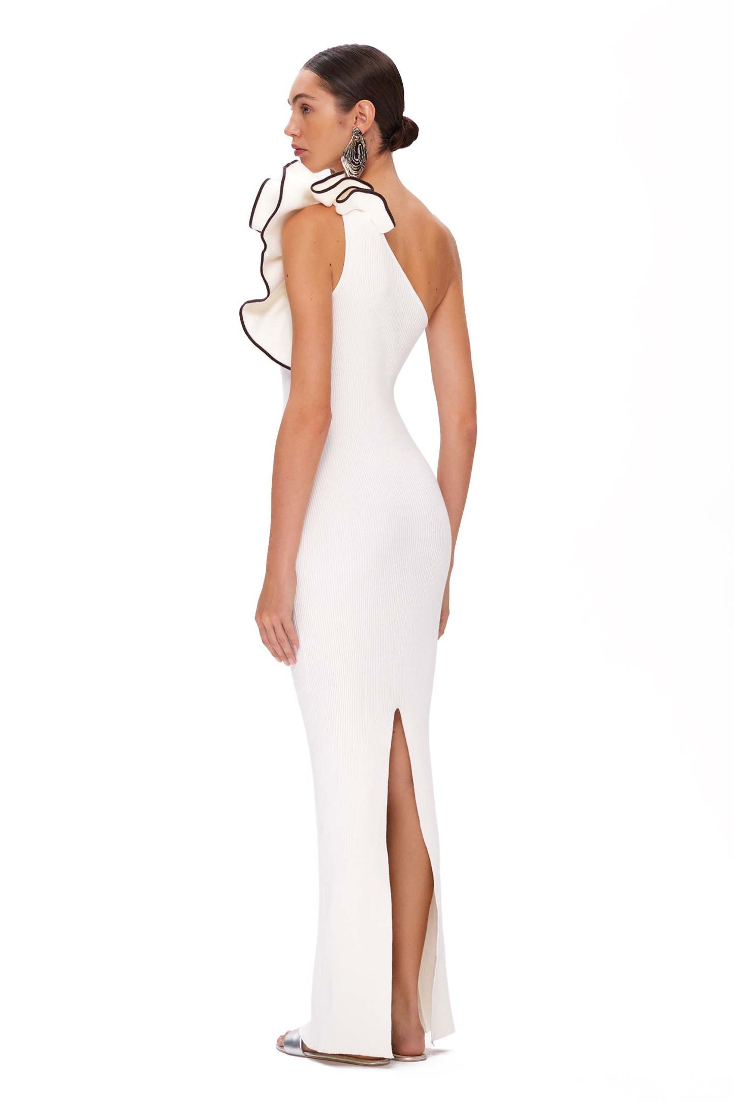 Solid Asymmetric One-Shoulder Backless Bodycon Maxi Dress