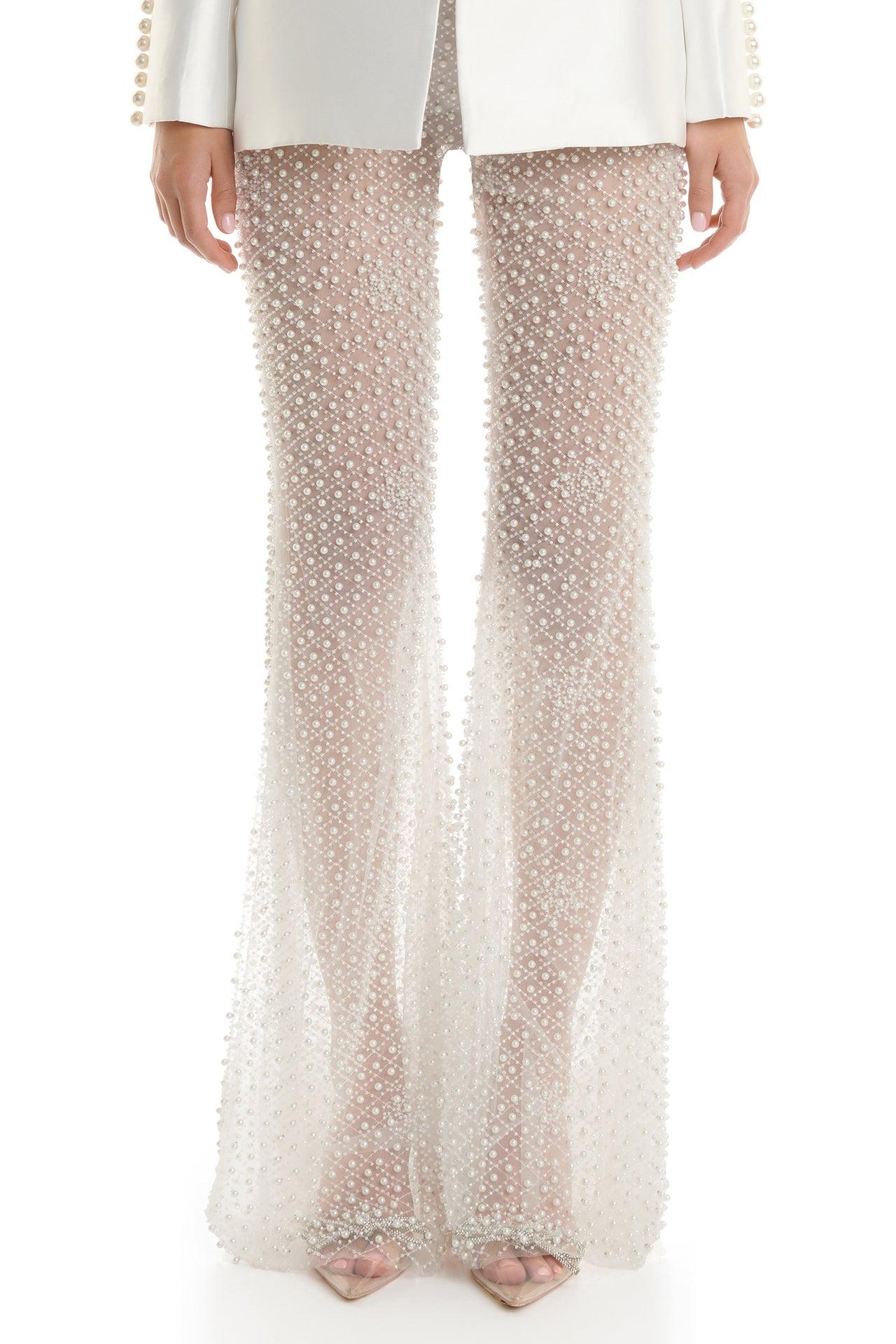 Beaded Sequin Mesh Pants