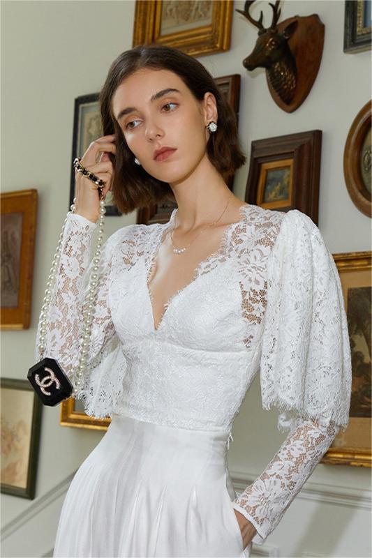 white lace formal top