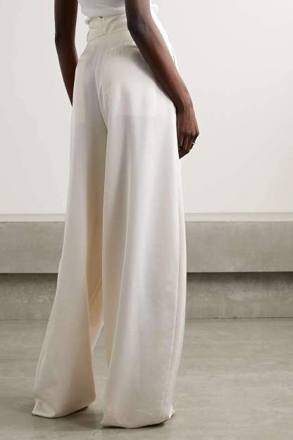 Long Sleeve One-Shoulder Lace Up Twill Set White