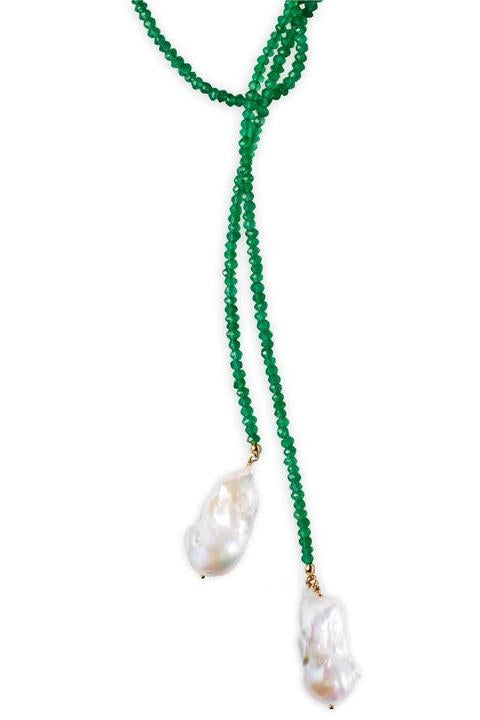 Chalcedony Geometric Irregular Natural Pearl Necklace