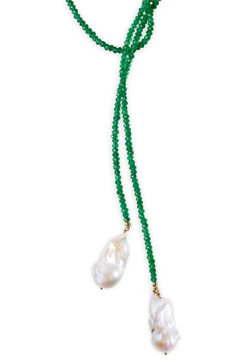 Chalcedony Geometric Irregular Natural Pearl Necklace