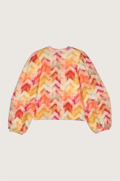 Iridescent Lantern Sleeve Crew Collar Long Sleeves Stripe