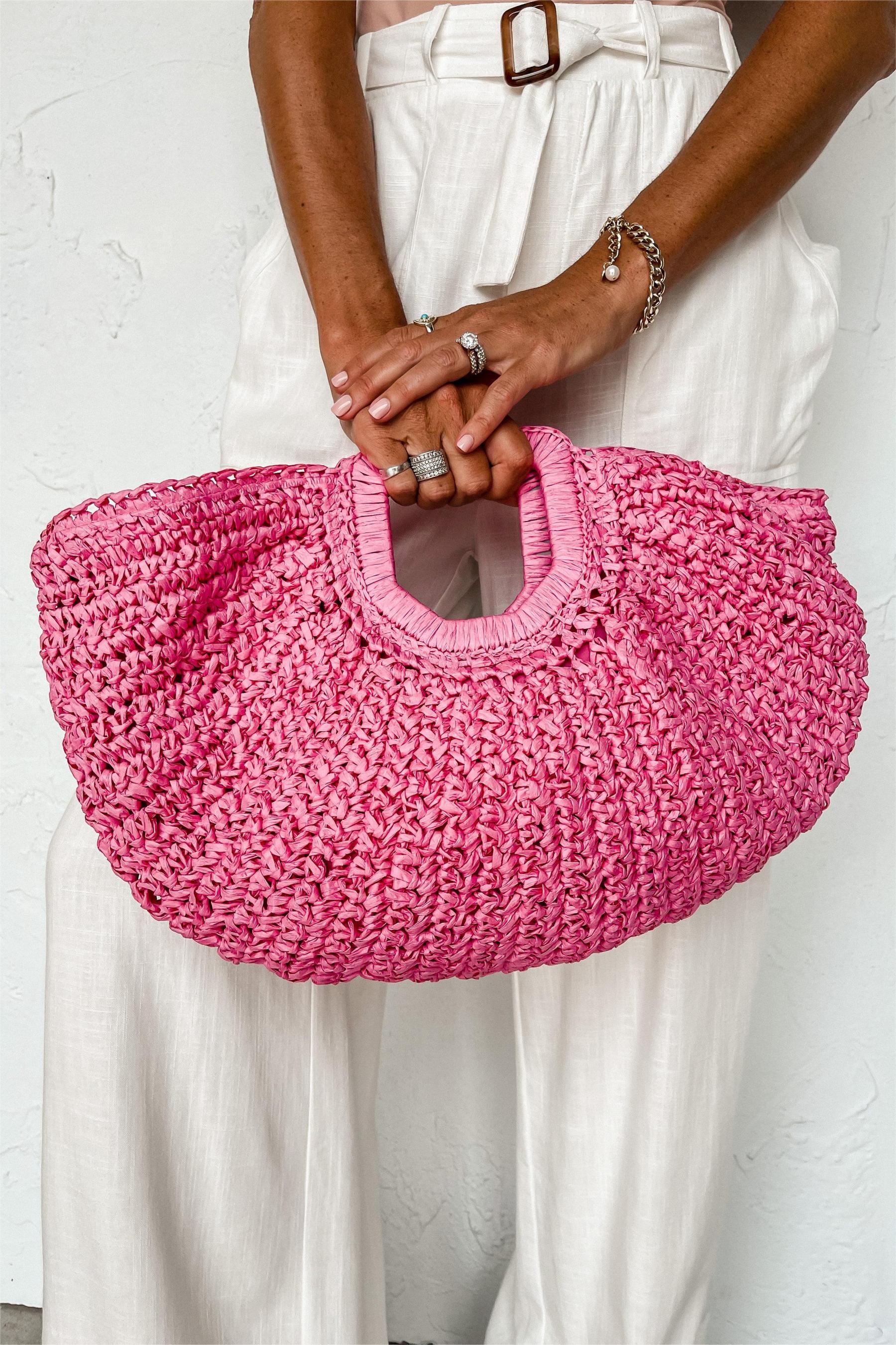 Large Handmade Strawhand Moon Bag