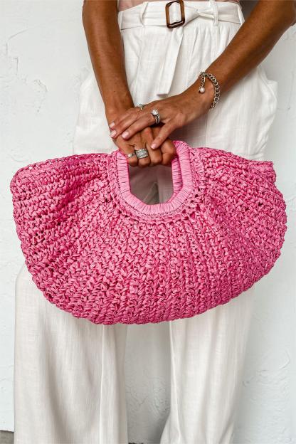 Large Handmade Strawhand Moon Bag