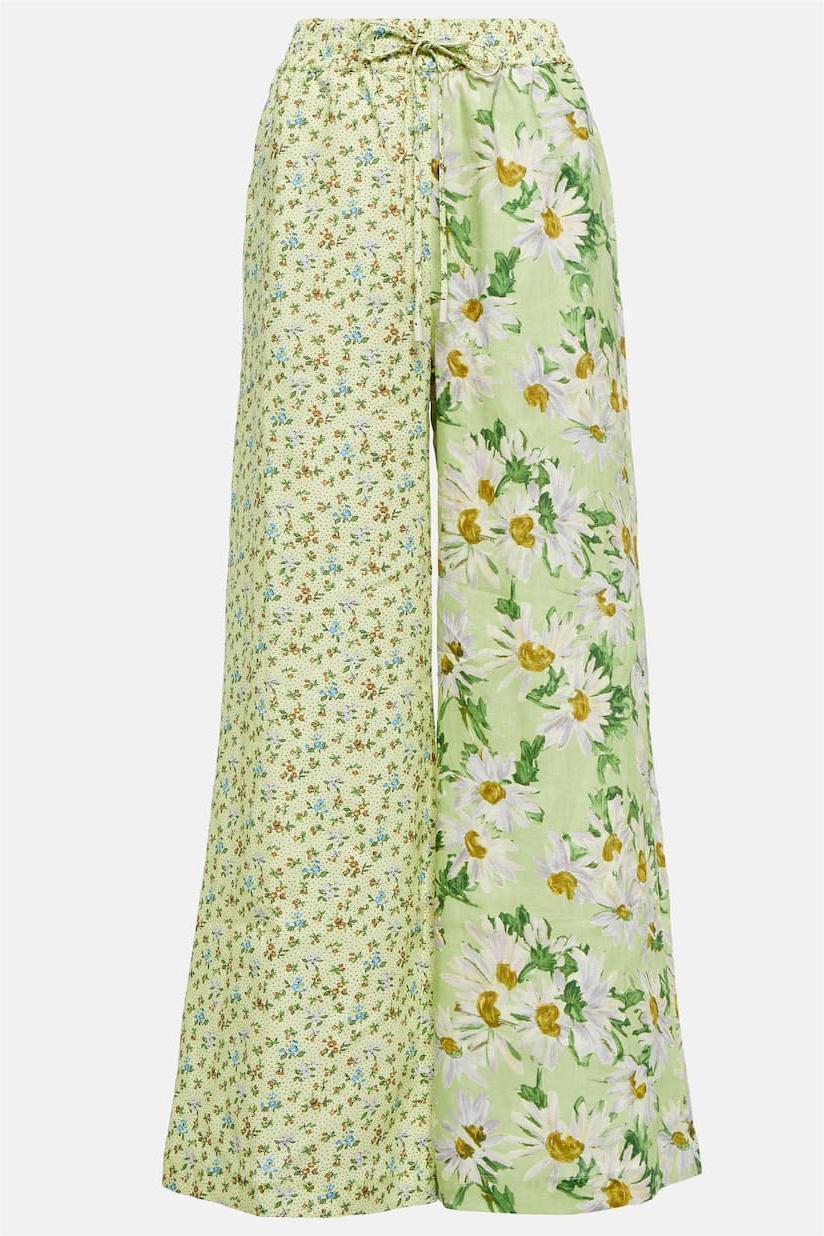 Floral Lantern Sleeve Shirt & Long Loose Pants Set