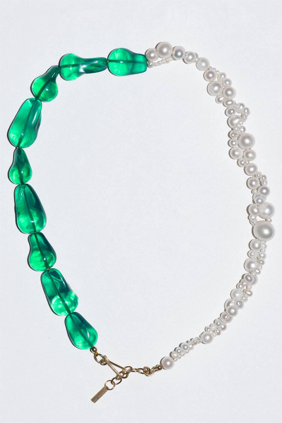 Dimentional Green Acrylic Necklace & Earrings