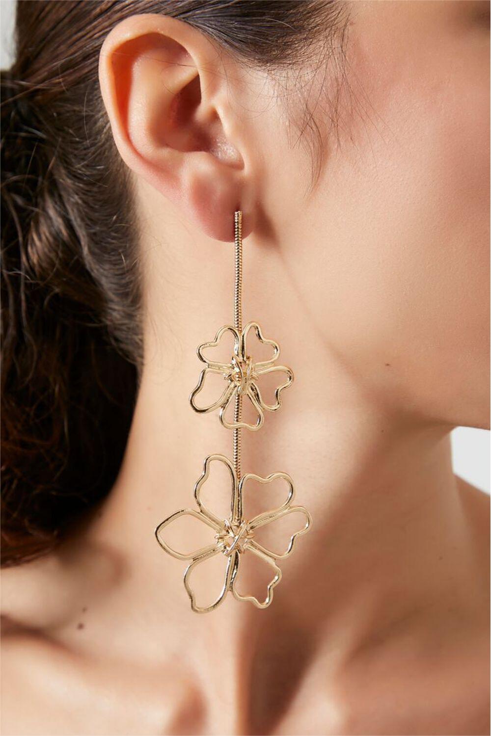 Floral Metal Long Earrings