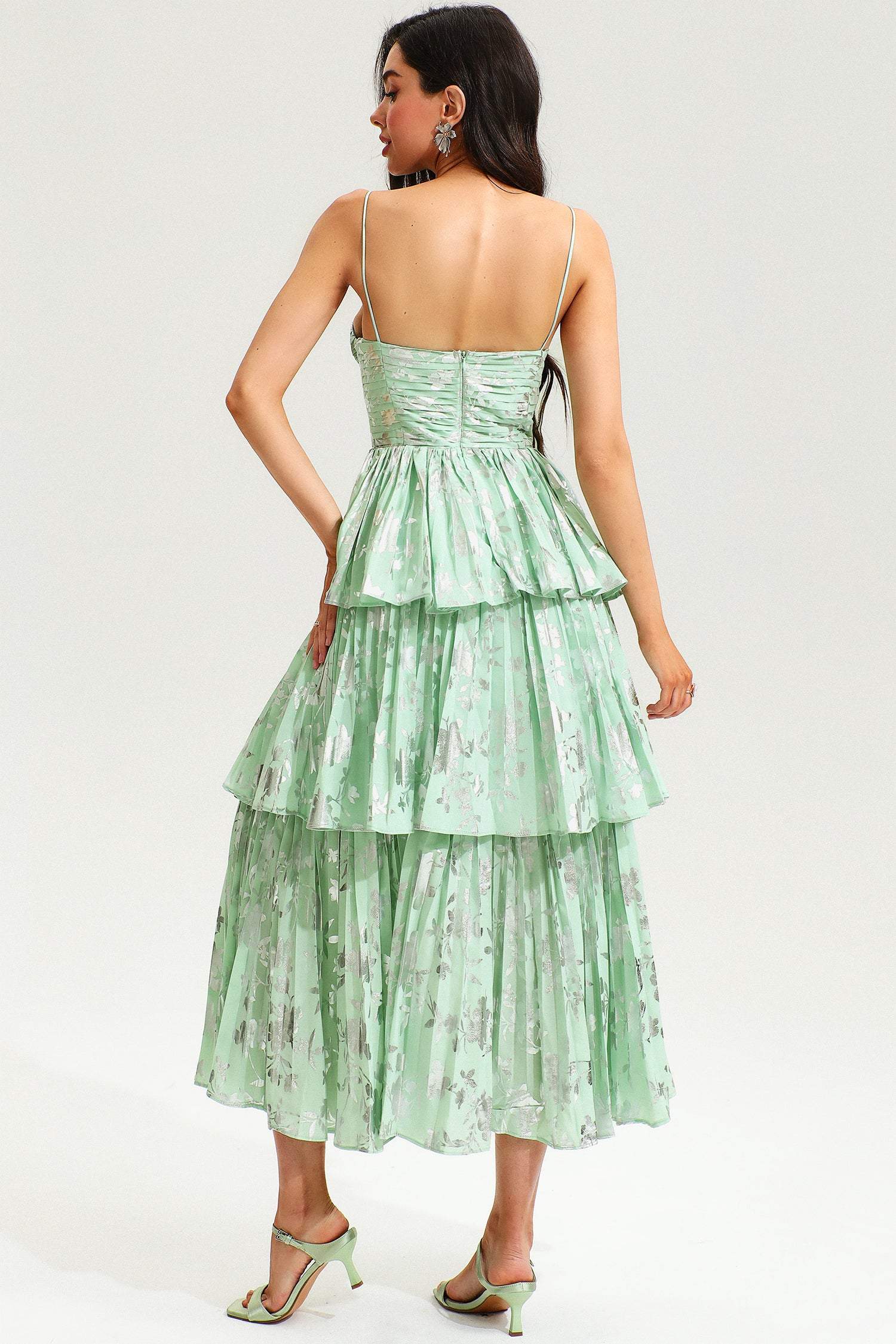 Cami Backless Cut-Out Tiered Ruffle Hem Midi Dress