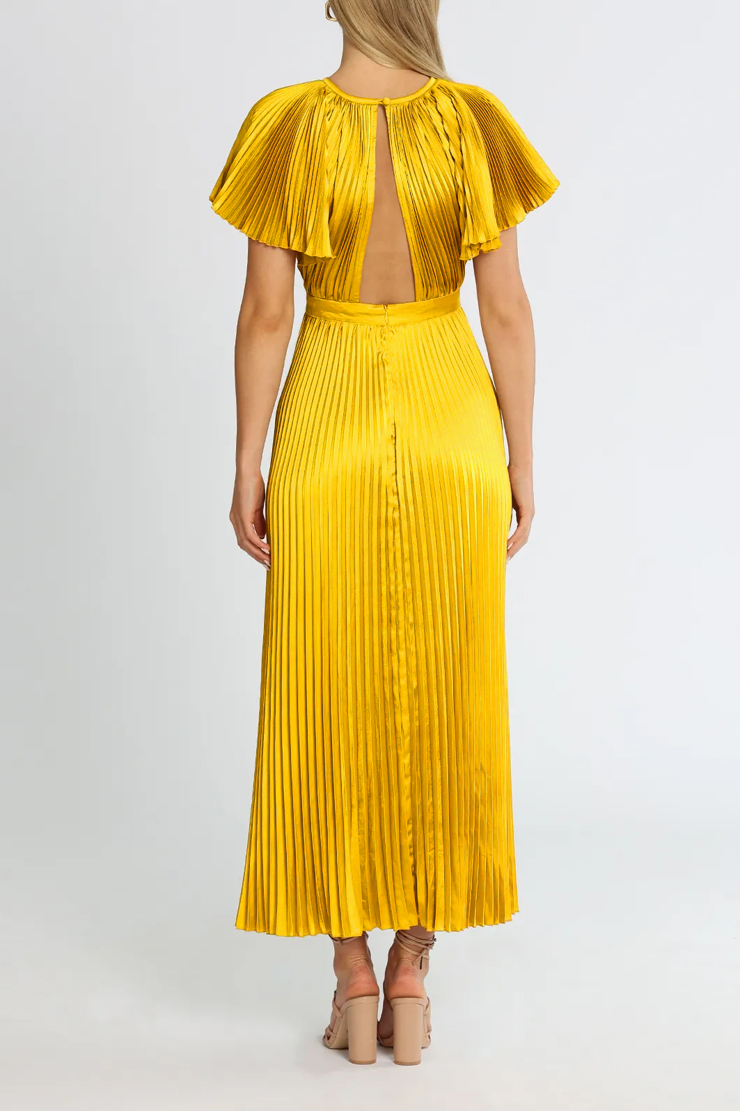 Pleated Cut-Out Raglan Sleeve Midi Dress
