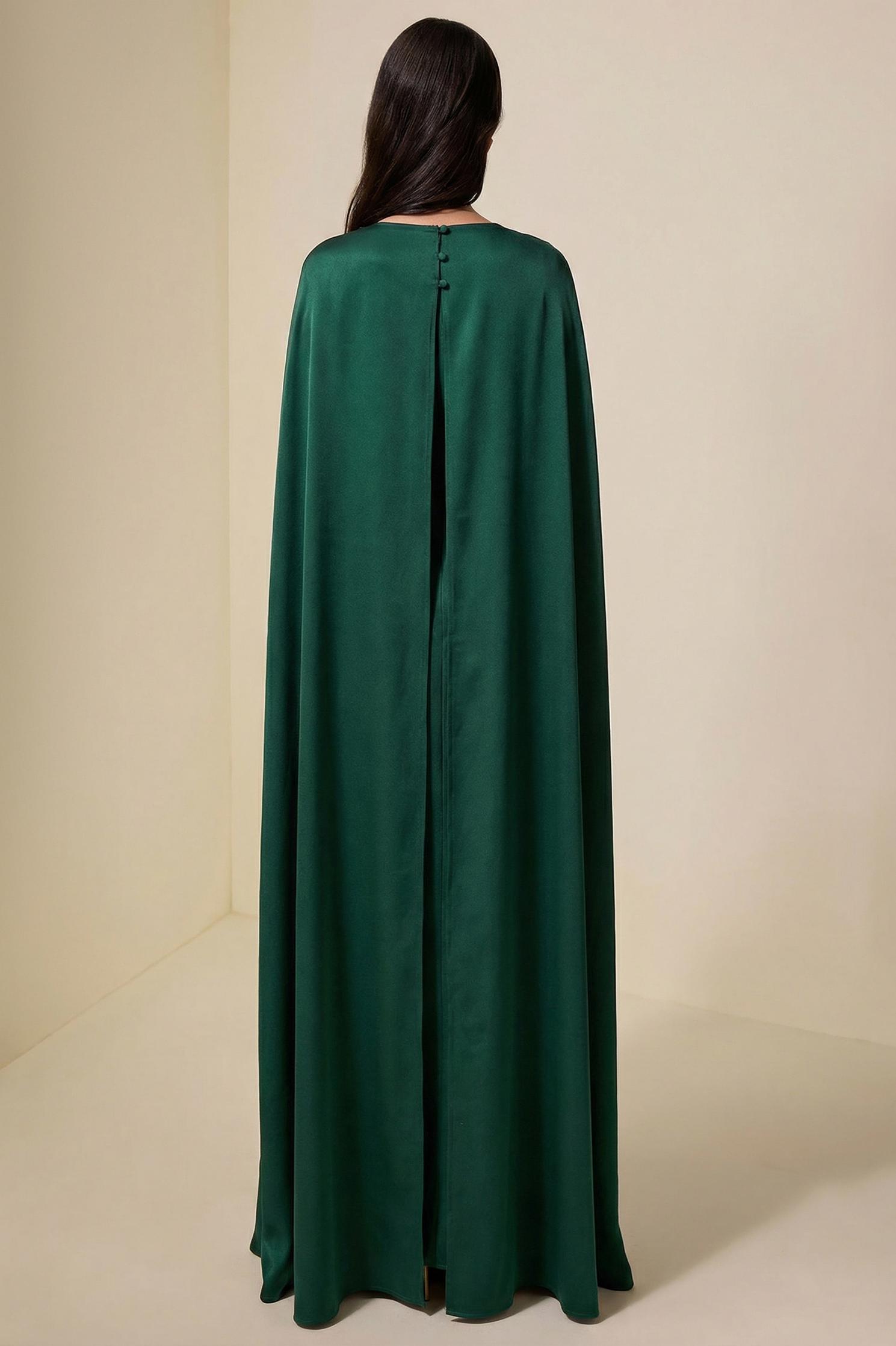 Embroidered Boat Neck Long Sleeve Maxi Dress