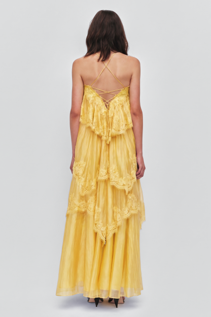 Lace Ruffle Slip Maxi Dress