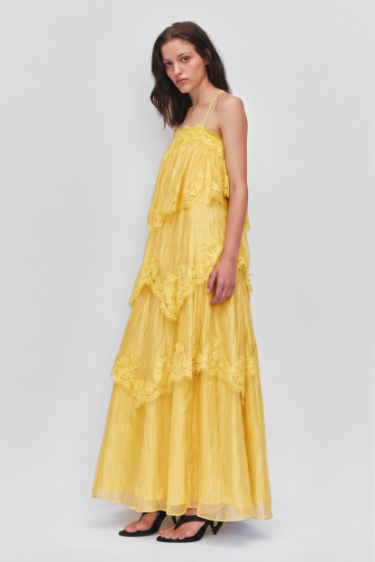 Lace Ruffle Slip Maxi Dress
