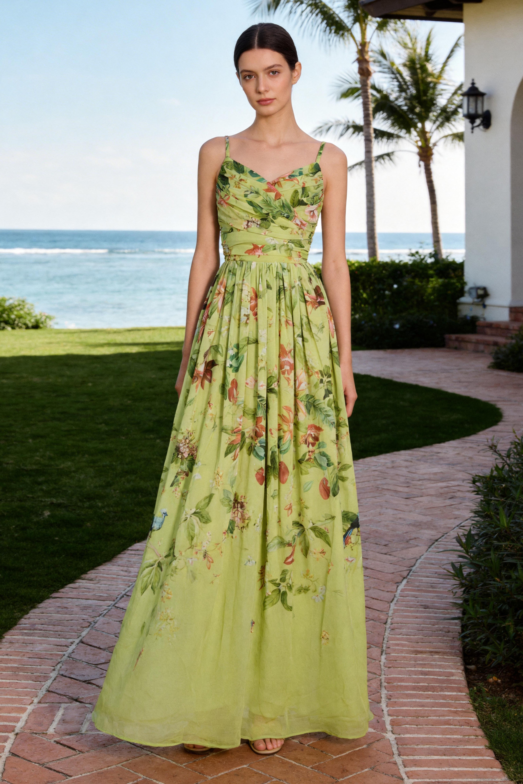 Chiffon Floral Sleeveless Maxi Dress