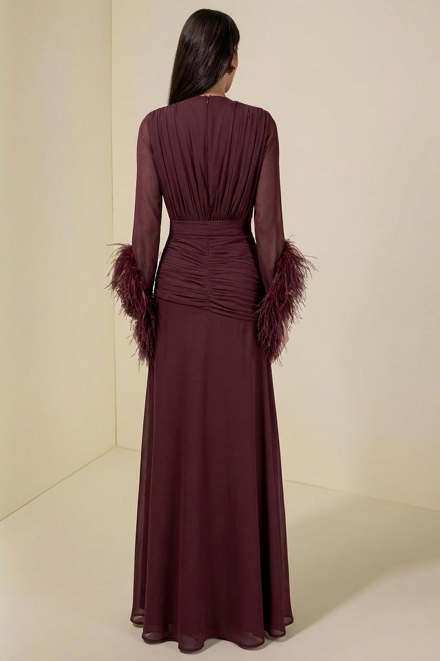 Chiffon Splicing Tassel V-Neck Maxi Dress With Belt