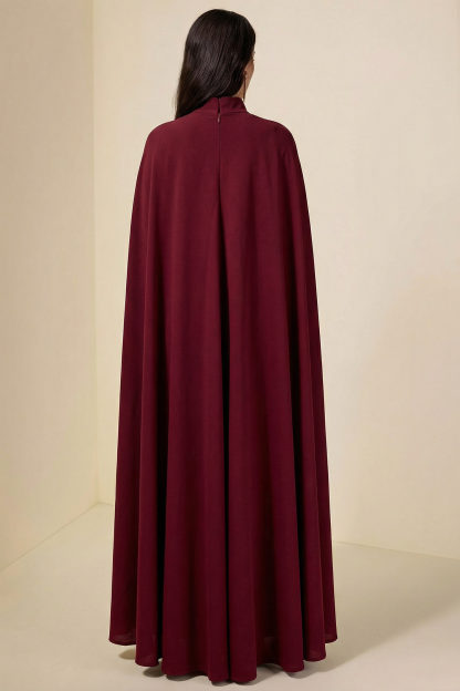 Cape Asymmetrical  Ruched Maxi Dress