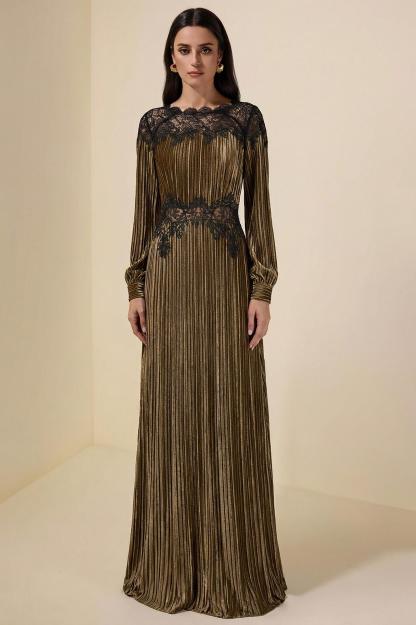 Velvet Splicing Lace Maxi Dress