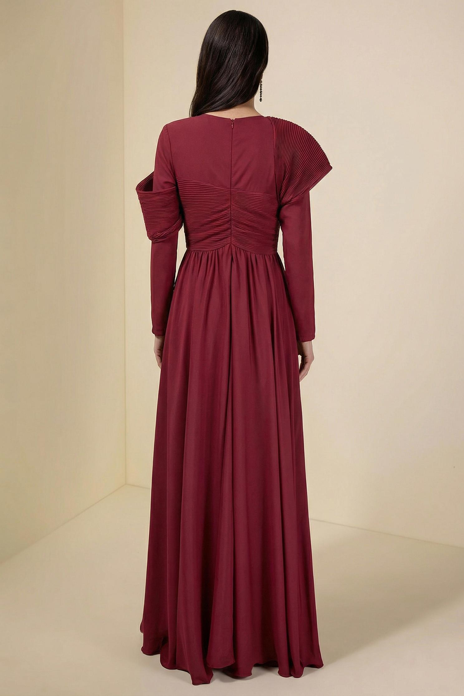 Solid Ruched 3D Flower Maxi Dress