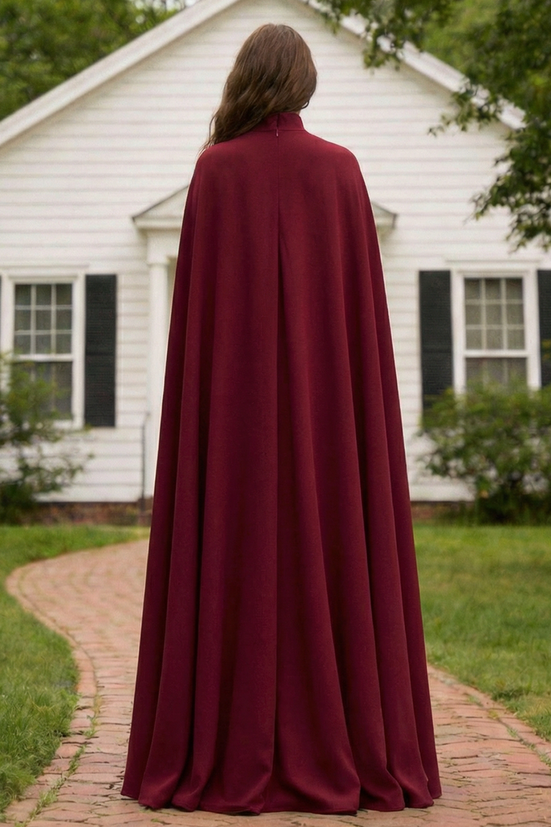 Cape Asymmetrical  Ruched Maxi Dress