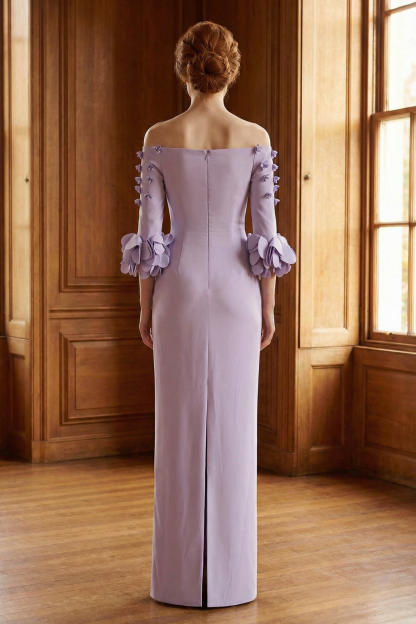 Solid 3D Flower One-Shoulder Maxi Dress