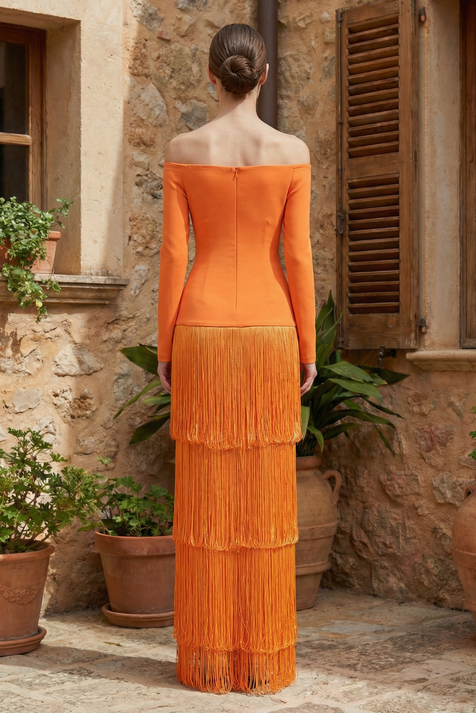 Tassel Off-Shoulder Maxi Dress