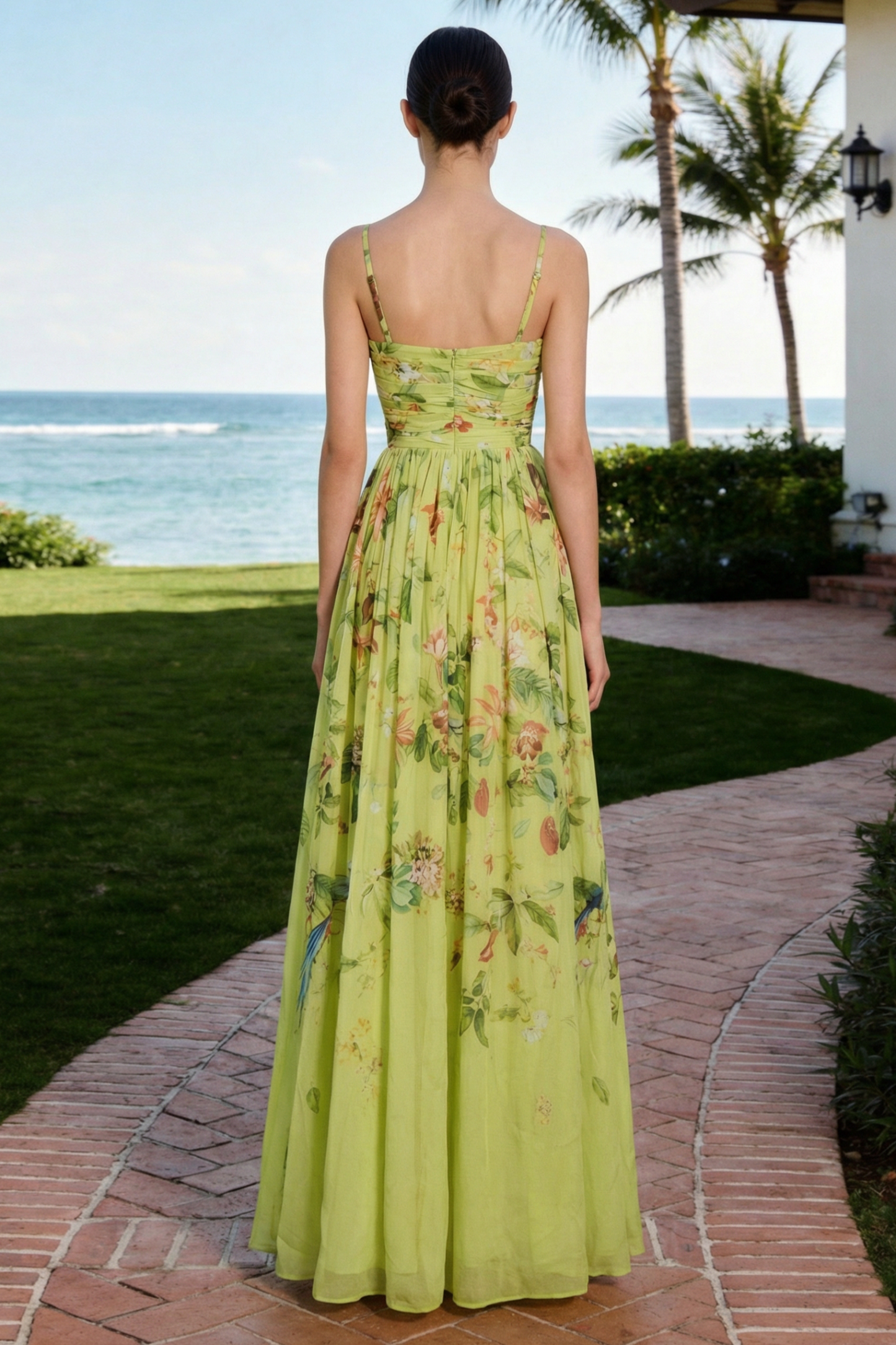 Chiffon Floral Sleeveless Maxi Dress