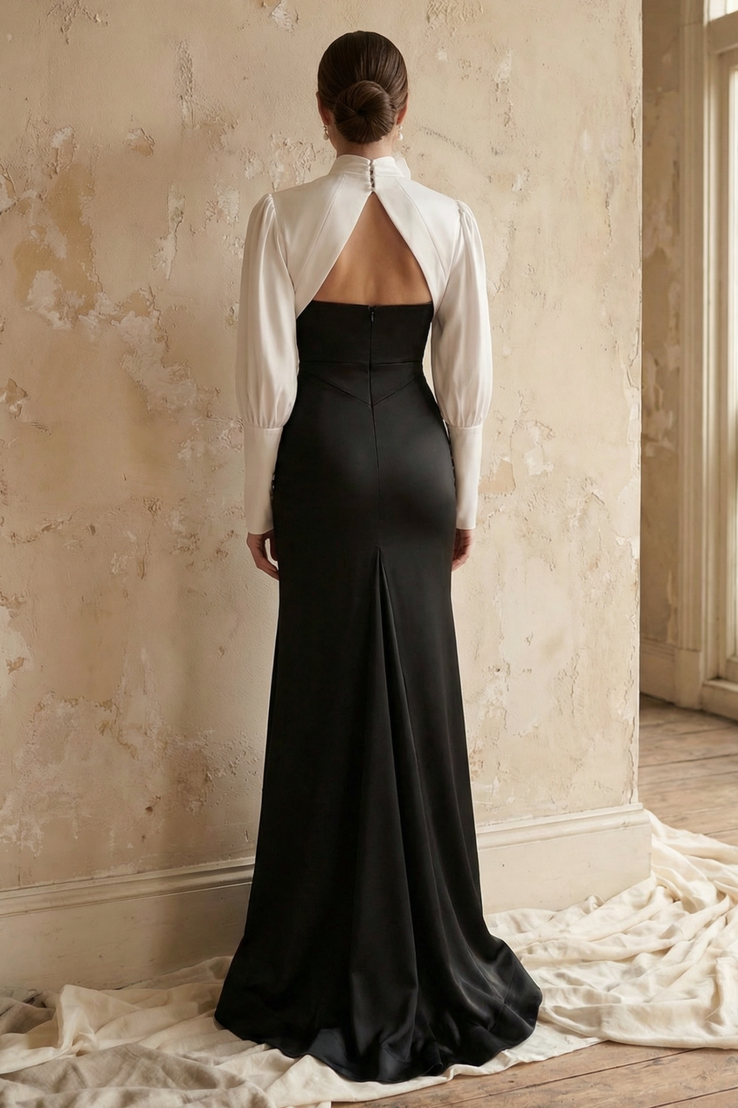 Satin Contrast Color Off-Shoulder 3D Flower Maxi Dress