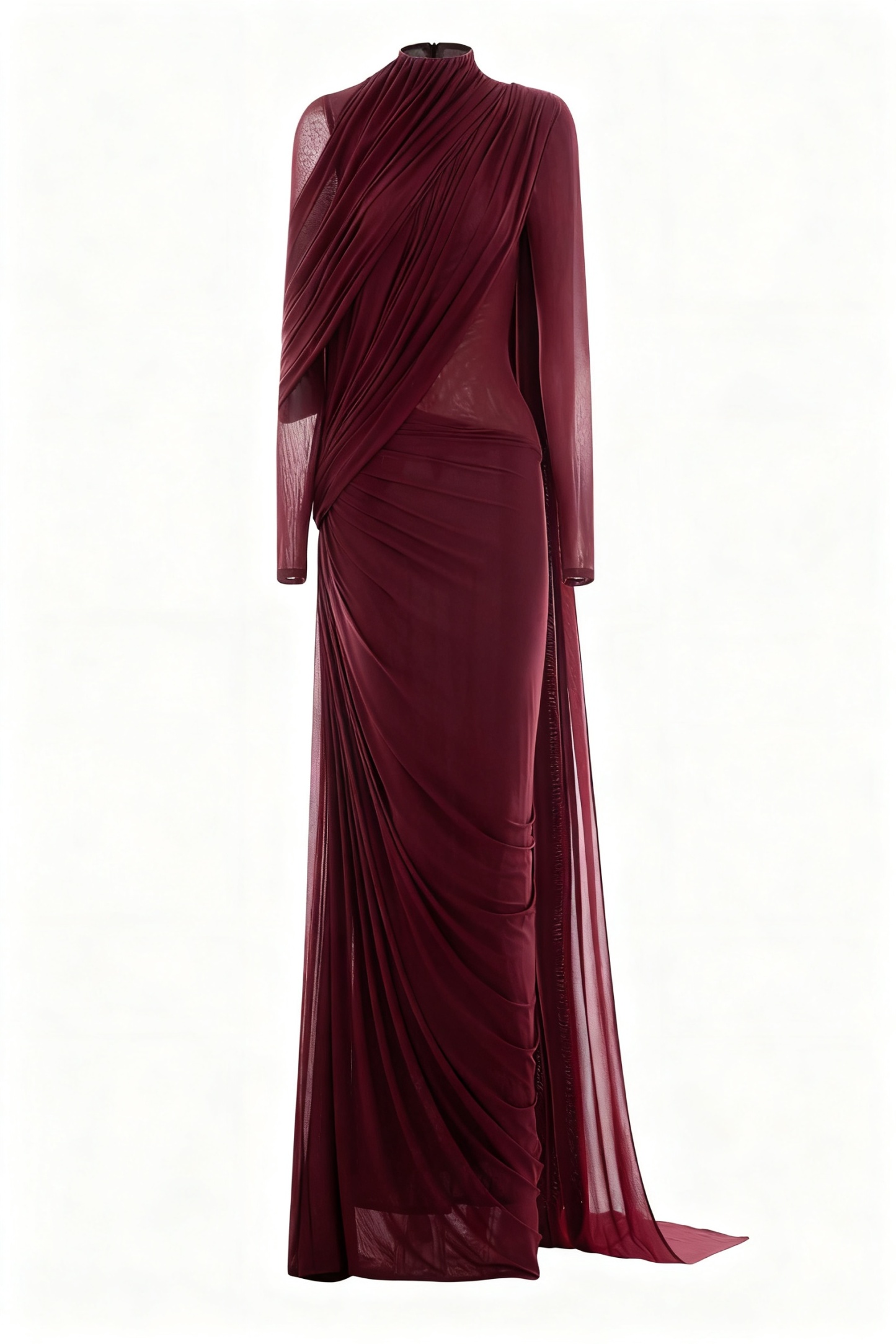 Gathering Asymmetrical Cape Maxi Dress