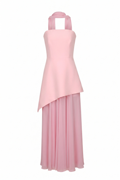 Solid Off-Shoulder Tie-Up Maxi Dress