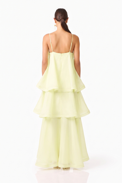 3D Flower Ruffle Slip Midi Dress
