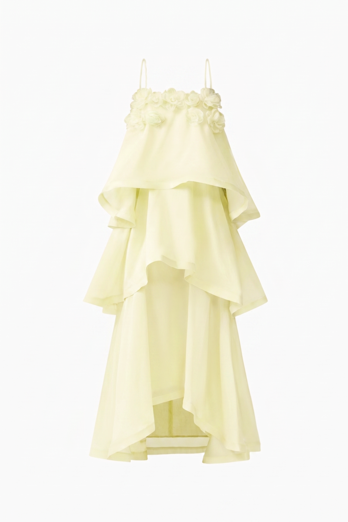 3D Flower Ruffle Slip Midi Dress