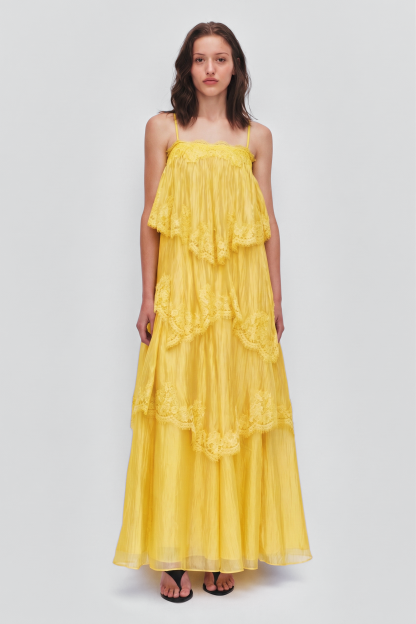 Lace Ruffle Slip Maxi Dress