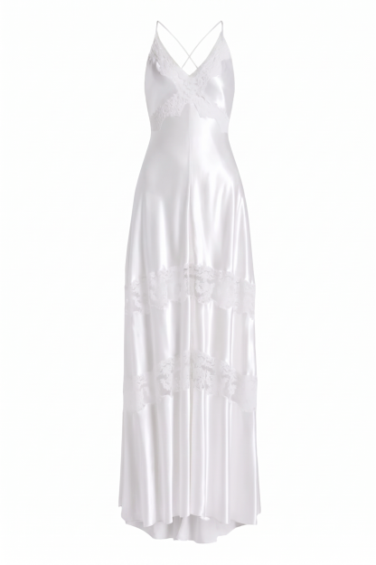 Lace Satin Sweetheart Neck Midi Dress