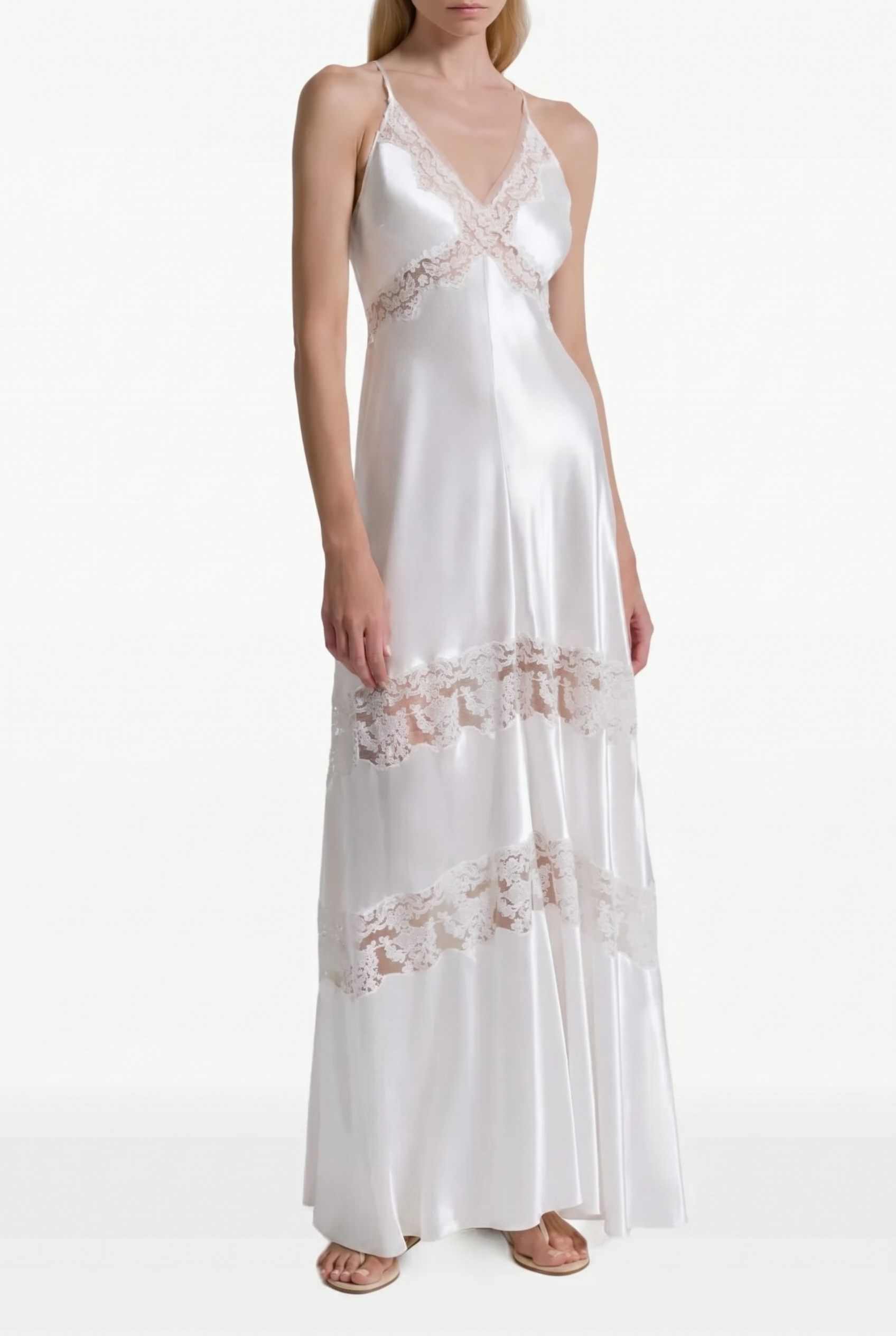 Lace Satin Sweetheart Neck Midi Dress