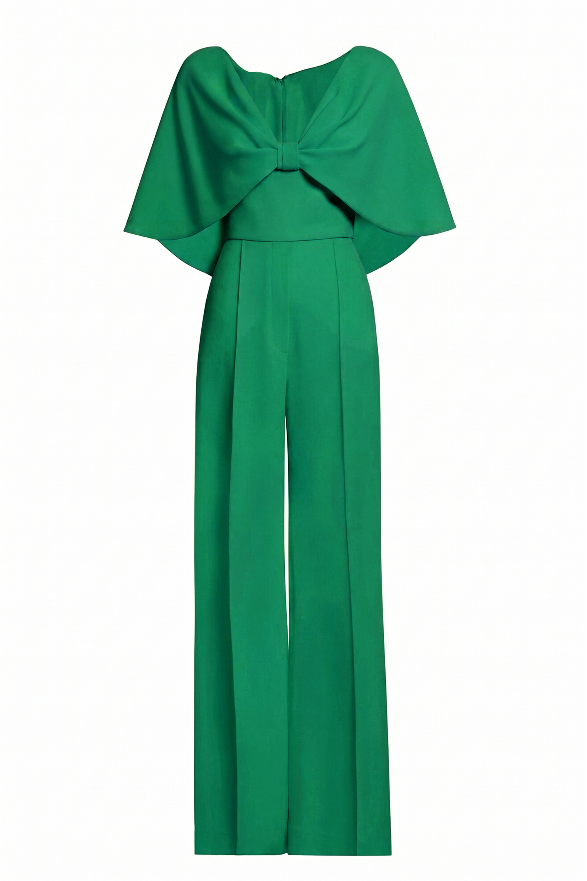 V-Neck Bow Cape Sleeve Jumpsuit