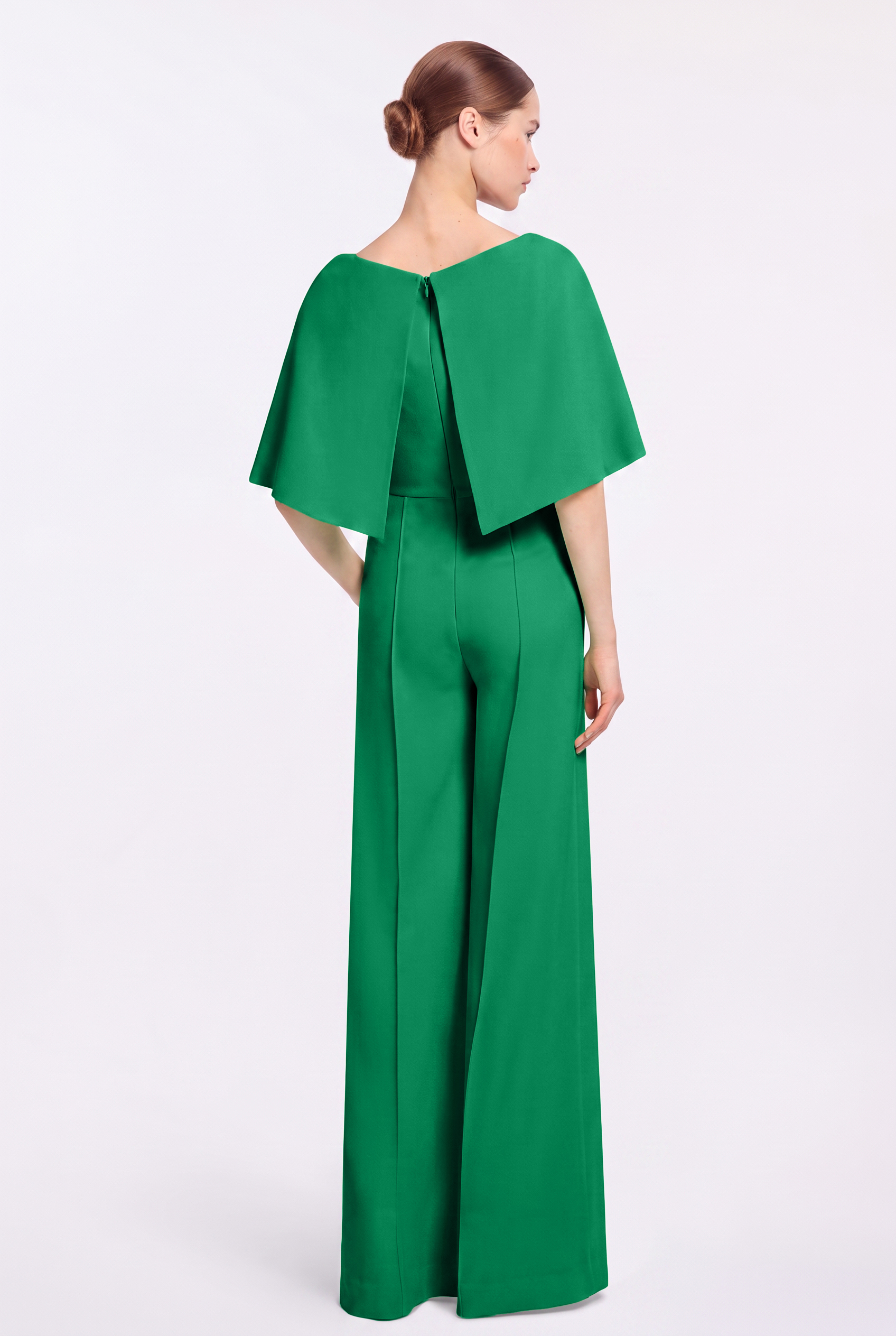 V-Neck Bow Cape Sleeve Jumpsuit